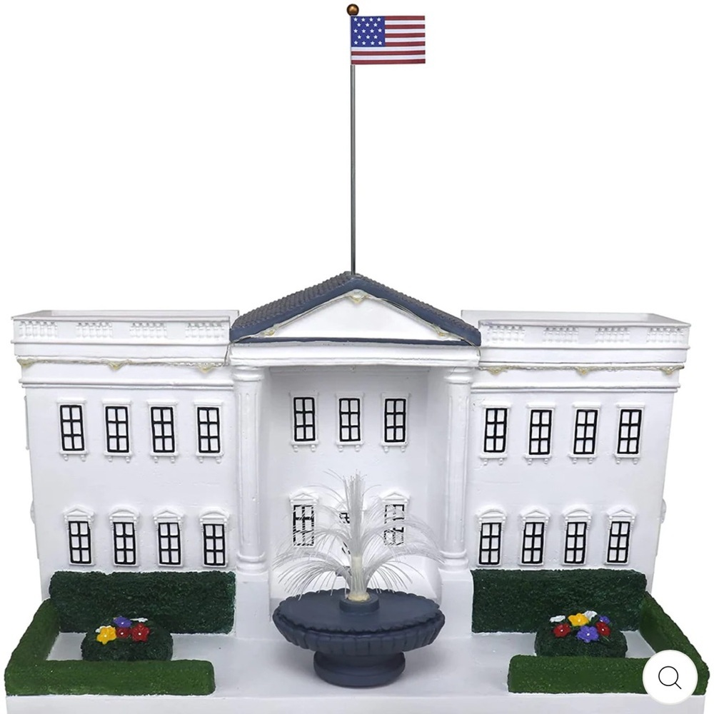 White House Holiday Decor with Flag